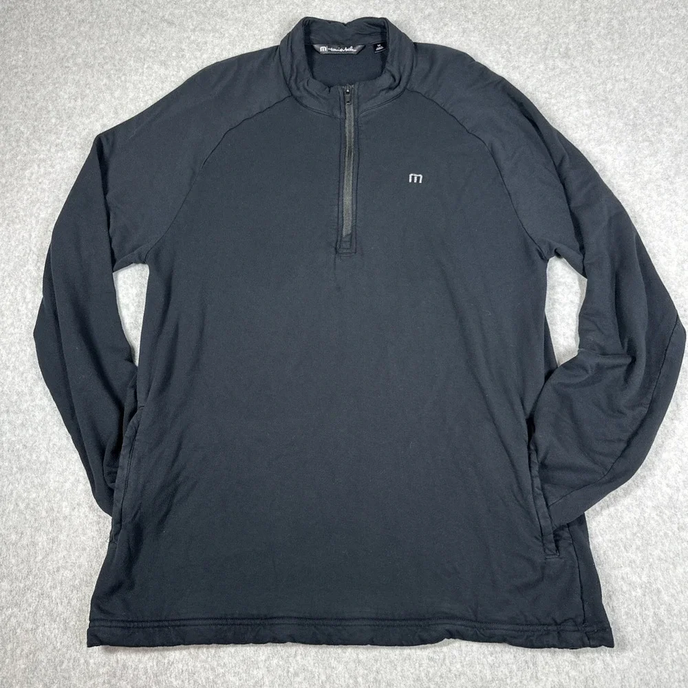 Travis Mathew Men's 1/4 Zip Networking Golf Pullover Athleisure Size M Black